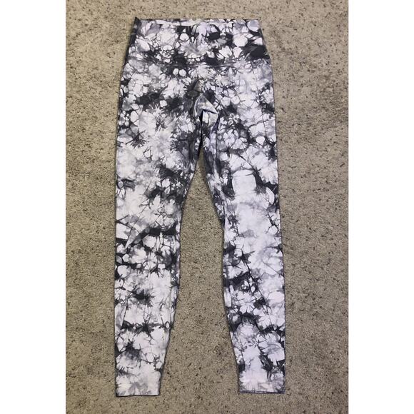 LULULEMON size 8 Wunder Under HR 28" Dual Shibori Antique White Baltic Grey Z22 - Picture 1 of 5